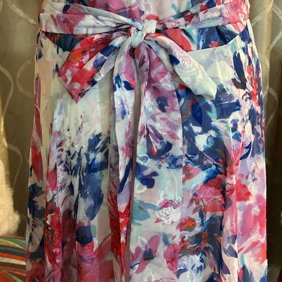 Donna Karan Asymmetrical Floral Dress - Red, Blue, White - Picture 14 of 16